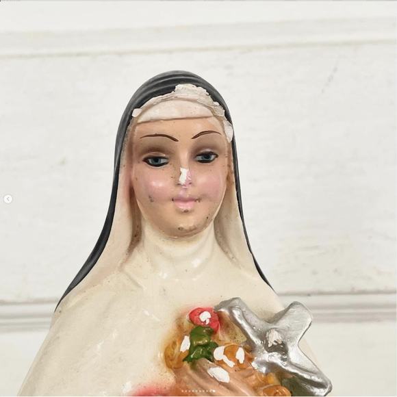 Vintage St. Therese Lisieux Little Flower Chalk Statue Columbia Italy Saint - Picture 10 of 10